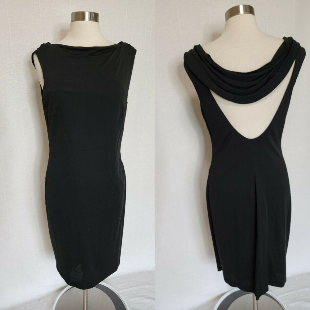 David Meister Womens Solid Black Dress Size 12 Open Back Formal Event